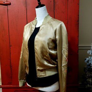 Sheri Bodell Embroidered Bomber Jacket- light olive green - Medium